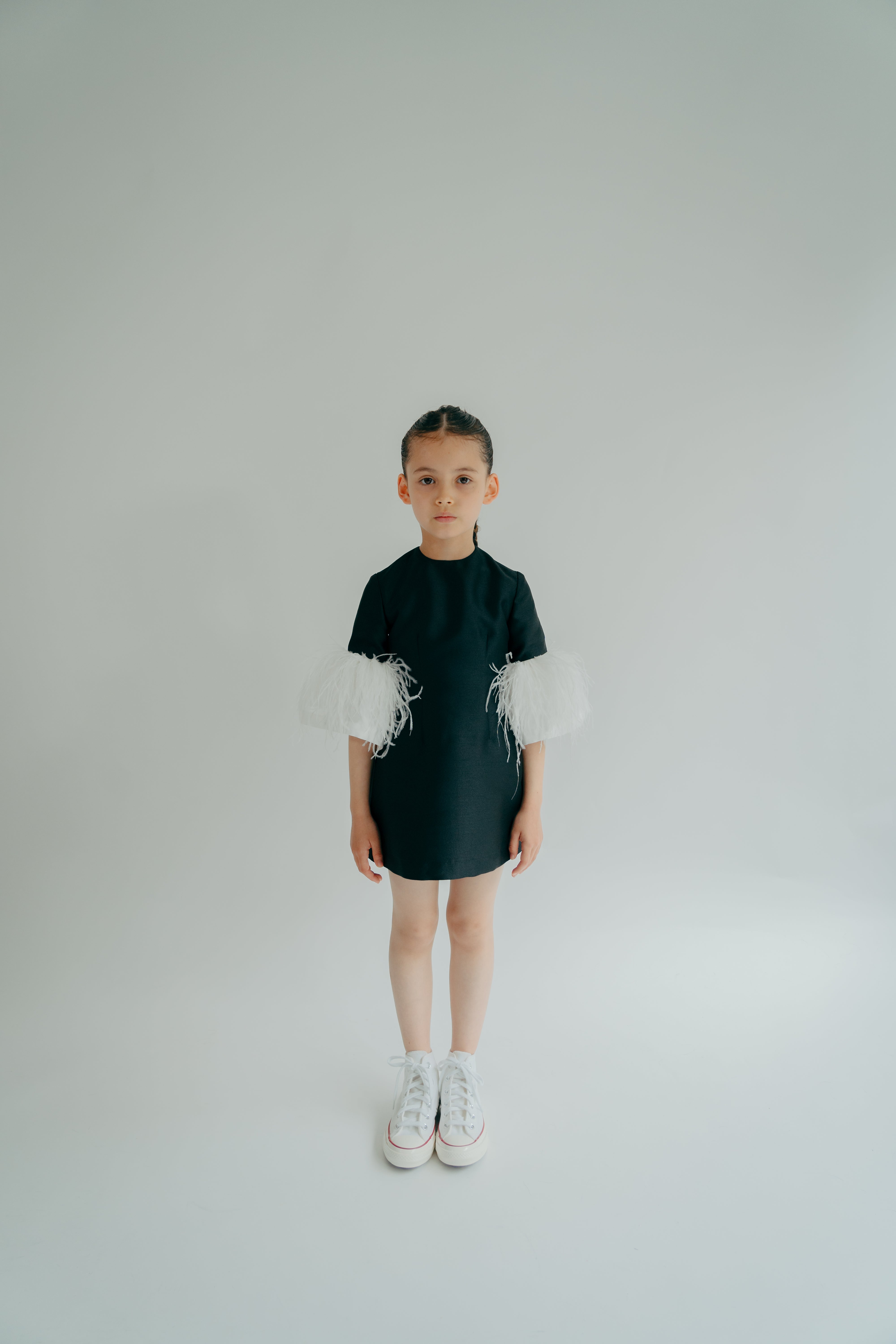 Hana dress black simple design with extravagant sleeves