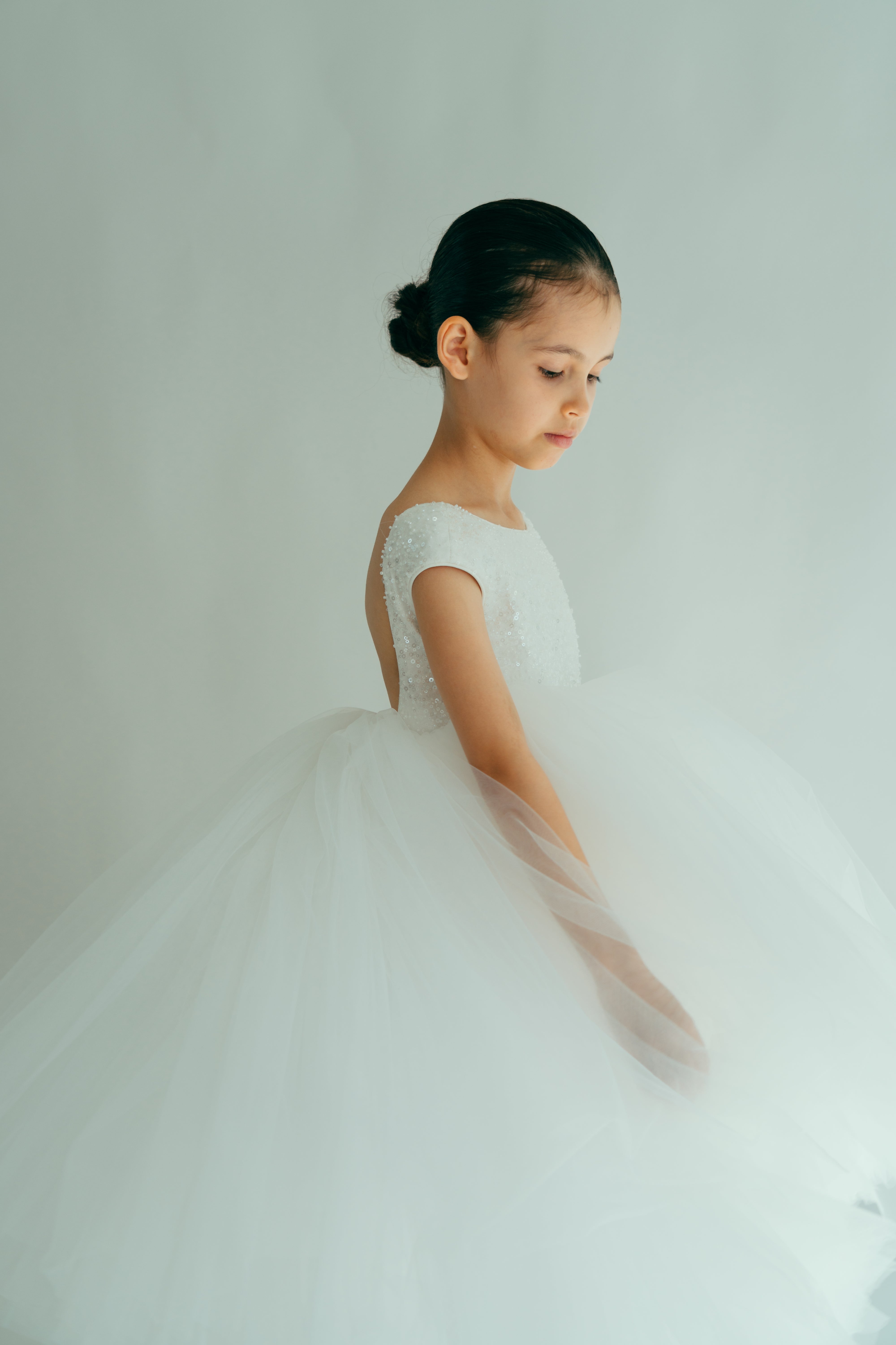 round neckline white dress with sequins