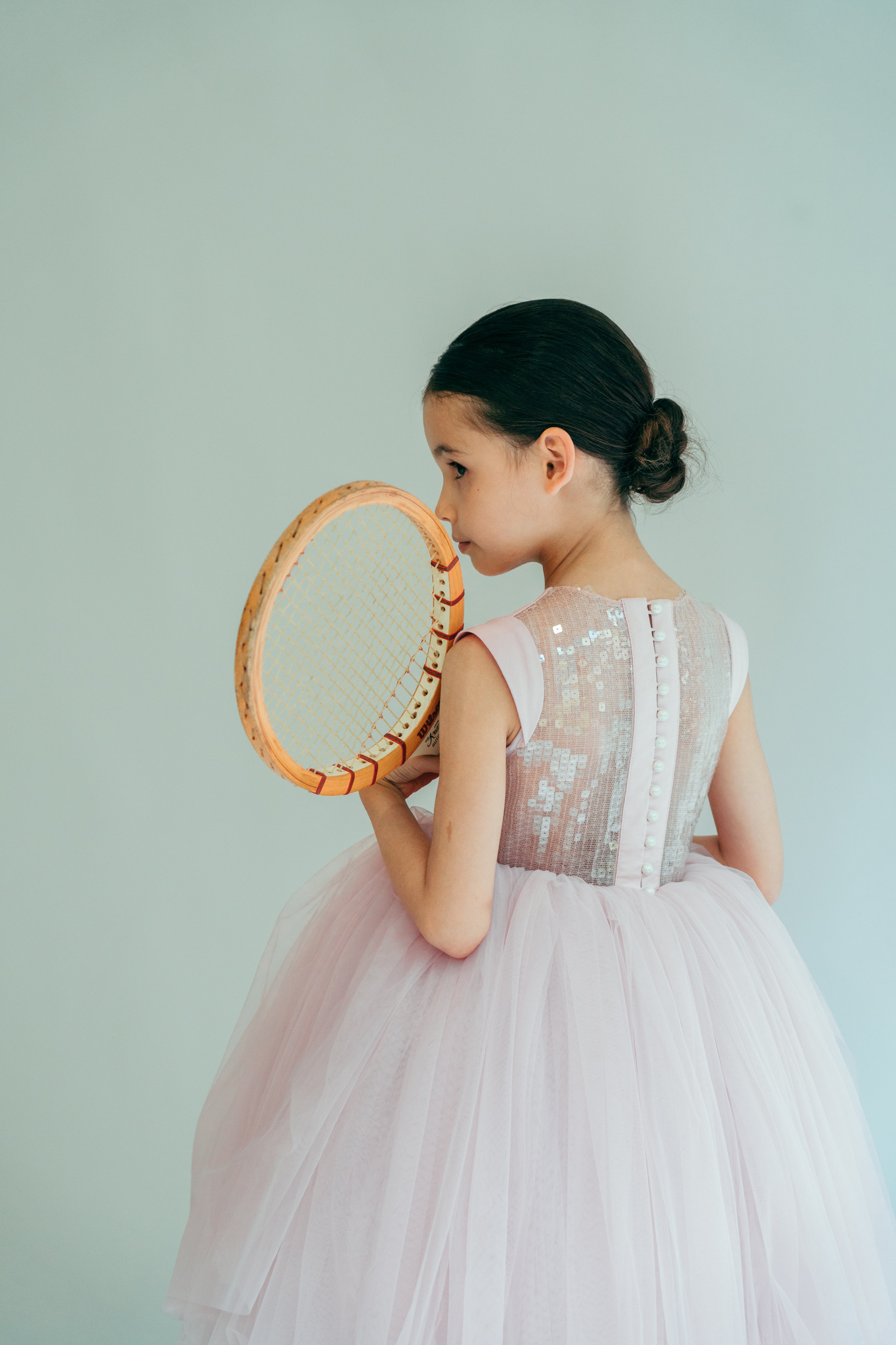 kids occasionwear dress in pink with sequins