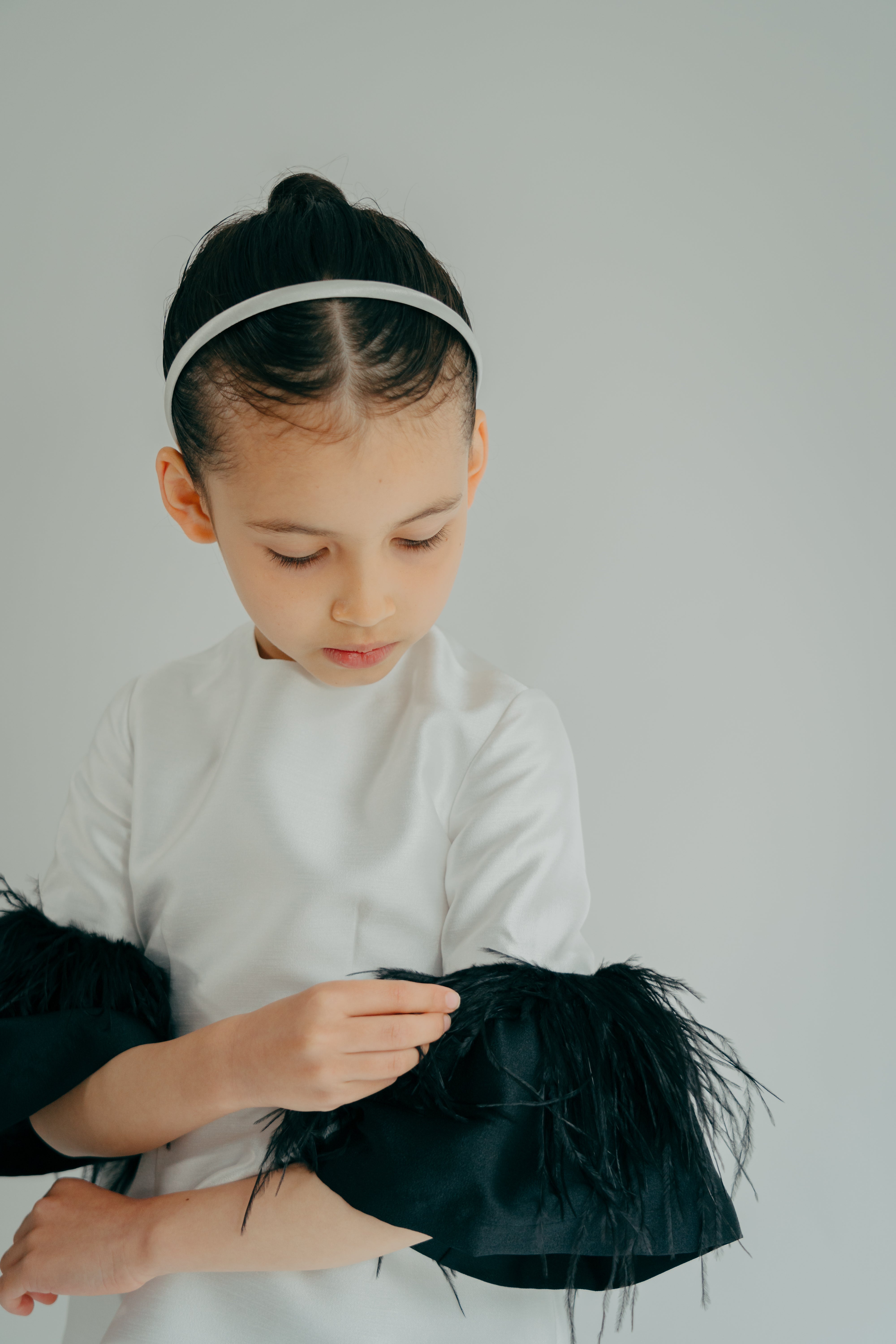 sleeve feather detail hana dress